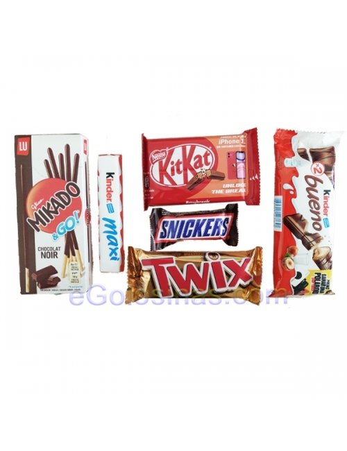 CESTA FIELTRO NAVIDAD 6 SNACKS CHOCOLATE