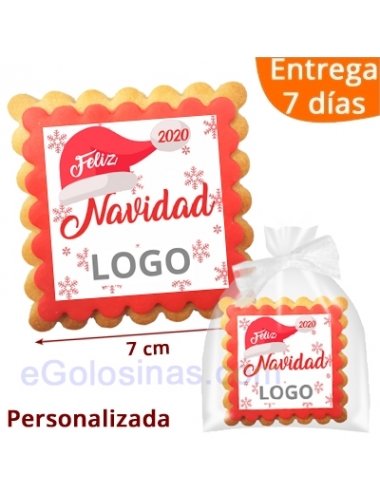 GALLETAS ROJO FELIZ NAVIDAD logo personalizado