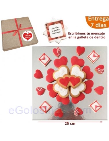 CAJA GALLETAS SAN VALENTÍN CORAZONES CON MENSAJE 1ud