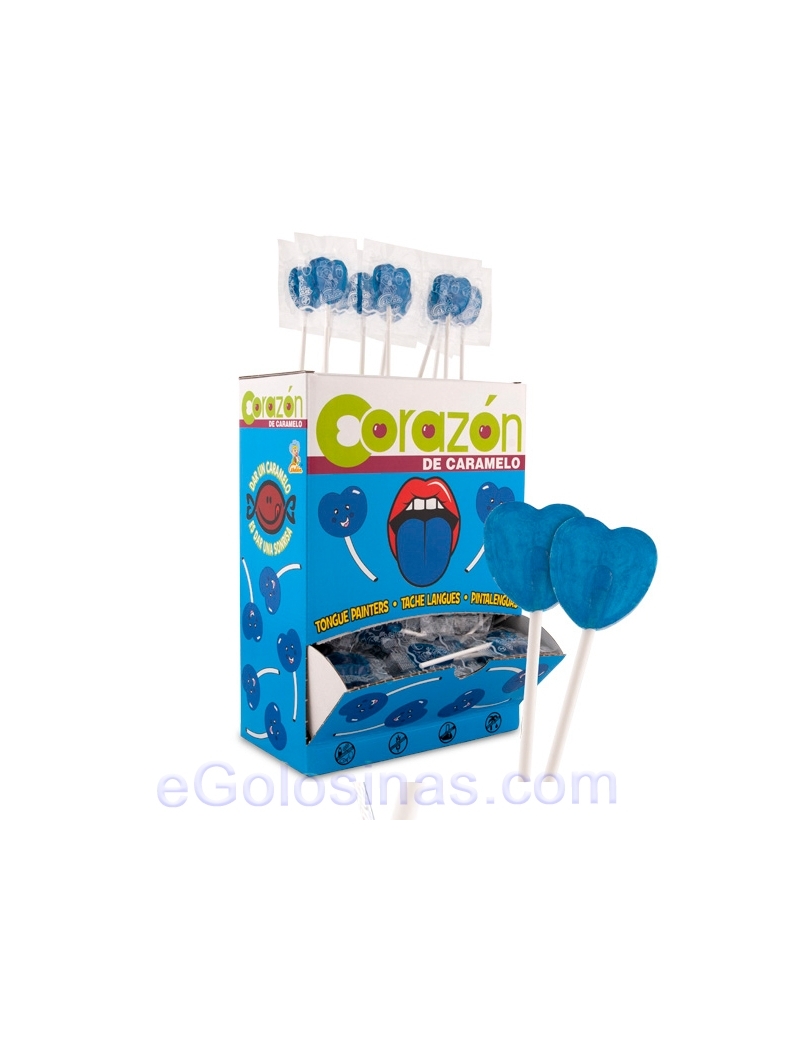 Piruletas Corazón Azul Grande 100Uds Caramelos...