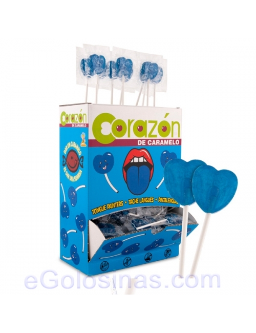 Piruletas Corazón Azul Grande 100Uds Caramelos Cerdán