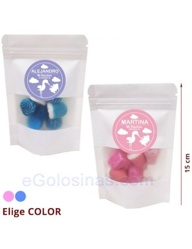 BOLSA CARTÓN CHUCHES COLOR 50gr BAUTIZO personal.