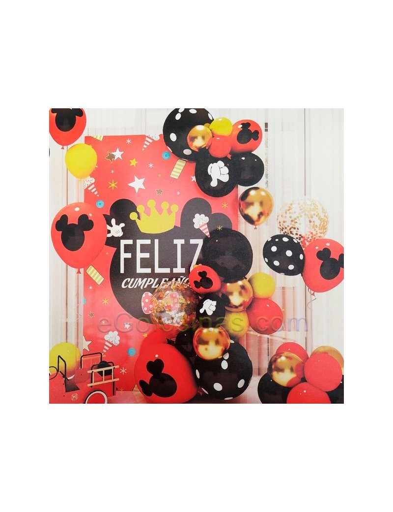 SET GLOBOS CON CARTEL MICKEY 49 piezas