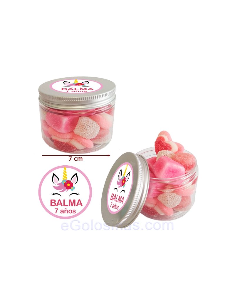 Tarro de Chuches Rosas Personalizado 130g...