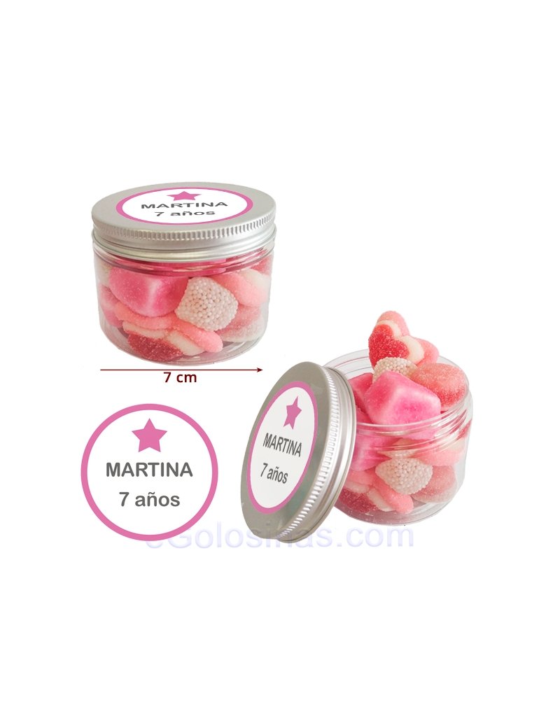 Tarro de Chuches Rosas Personalizado 130g...