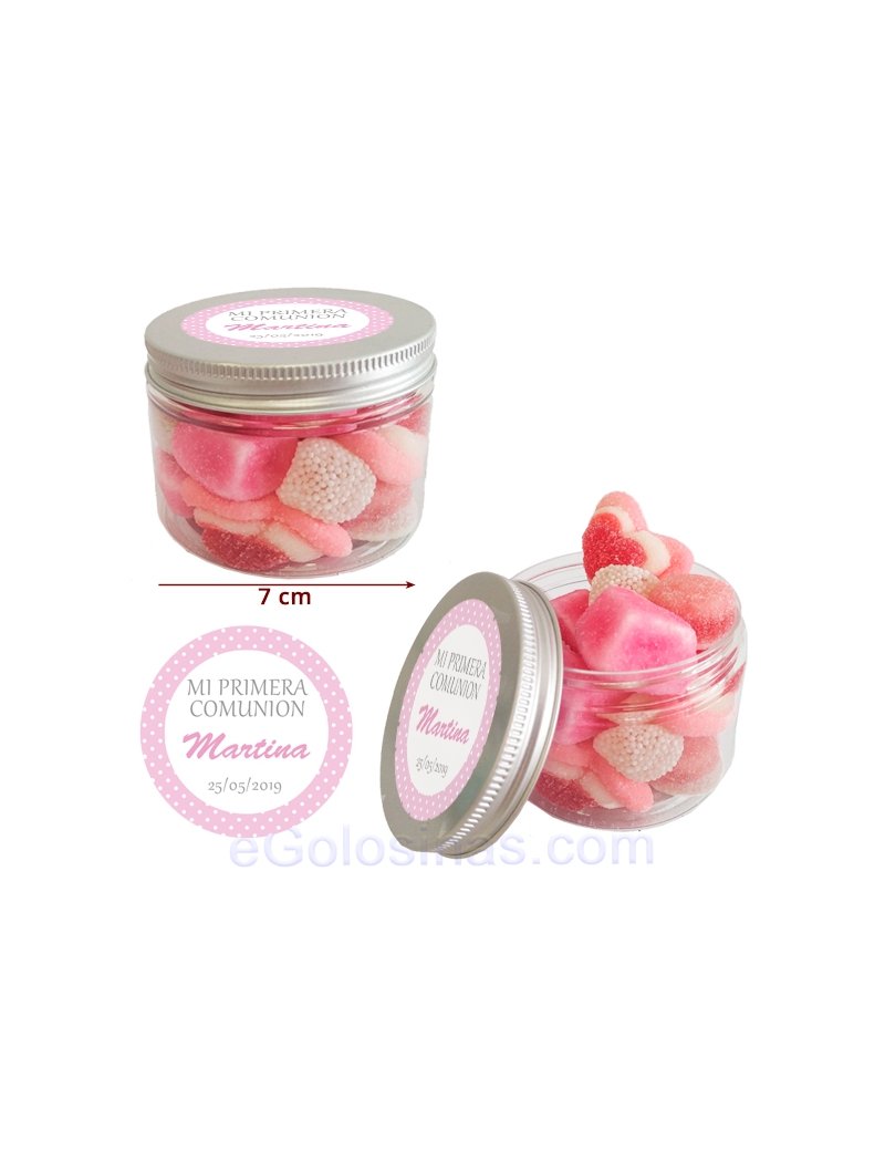 Tarro de Chuches Rosas Personalizado 130g...