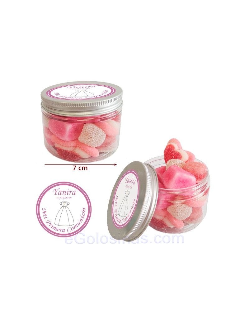 Tarro de Chuches Rosas Personalizado 130g...