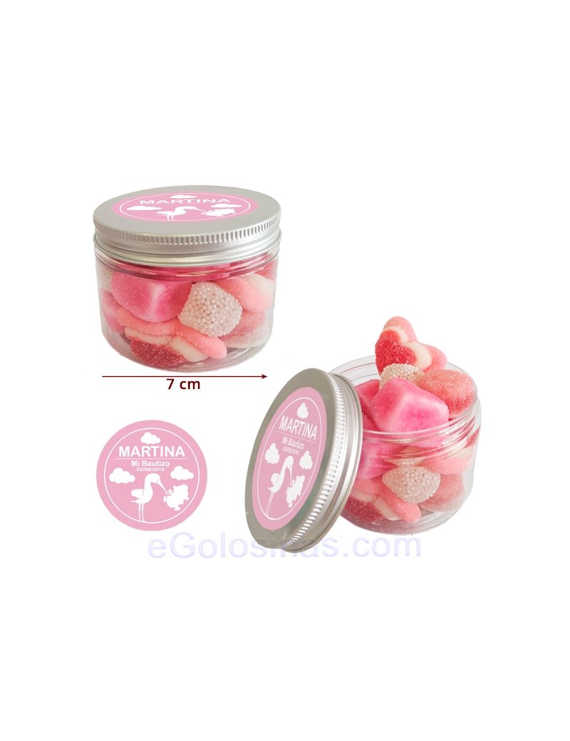Tarro de Chuches Rosas Personalizado 130g...