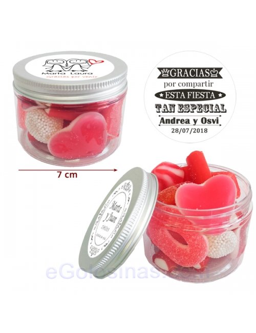 BOTE CHUCHES ROJAS CORAZON 120gr personalizado