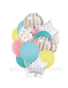 SET 16 GLOBOS COLORES FIESTA