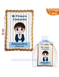 GALLETA RECTANGULAR COMUNION DIBUJO NIÑO personalizada