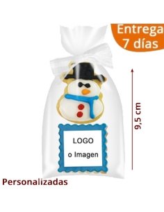 2 Galletas Navidad Muñeco Nieve Y Logo Personalizadas