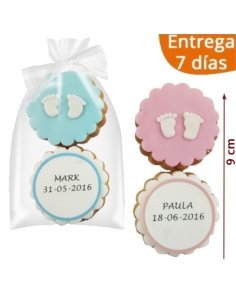 2 Galletas Bebe Bautizo Pies Con Nombre