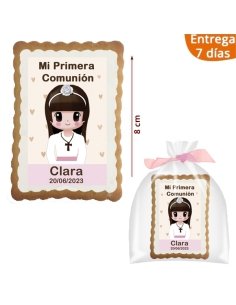Galleta Rectangular Comunion Dibujo Niña Personalizada