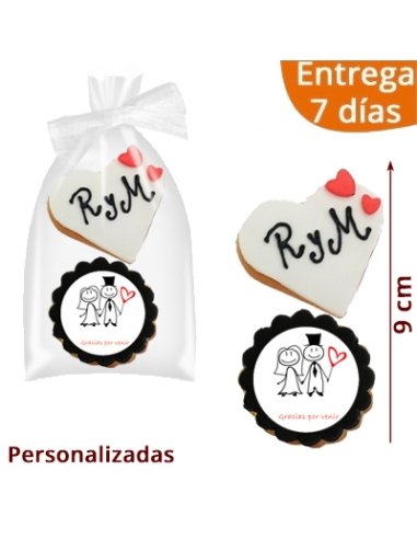 2 Galletas Boda Corazón Personalizadas E42