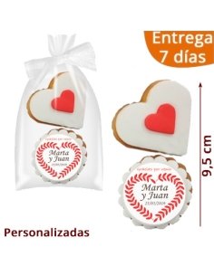 2 Galletas Boda Corazón Y Personalizada E39
