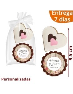 2 Galletas Boda Corazón Y Personalizado E38
