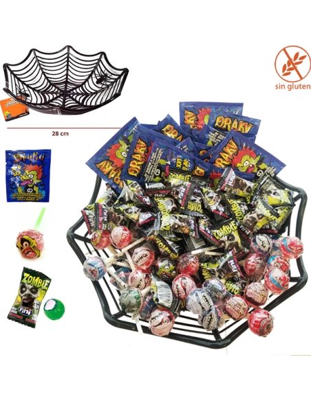 Bol con Caramelos, chicles y Pica Pica Halloween envueltos 1ud