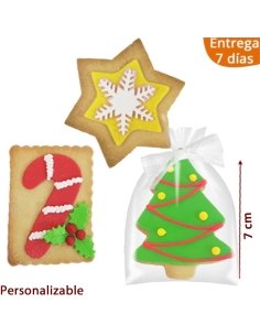 Galleta Navidad Árbol, Bastón y Estrella Personalizable 1ud