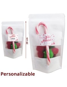 Bolsa Cartón Chuches Navidad con Bastón 120Gr Detalles Empresa 1ud