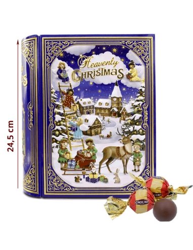 Caja Bombones Libro Grande Azul Navidad 450gr Chocoday