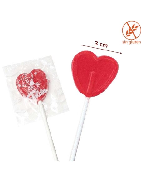 Mini Piruletas Corazón Rojo 200Uds Cerdan