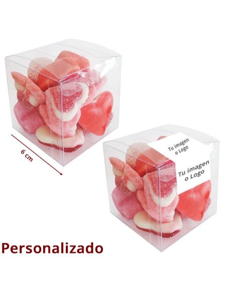 Caja Chuches Rosa Corazón 6Cm 150Gr Personalizada