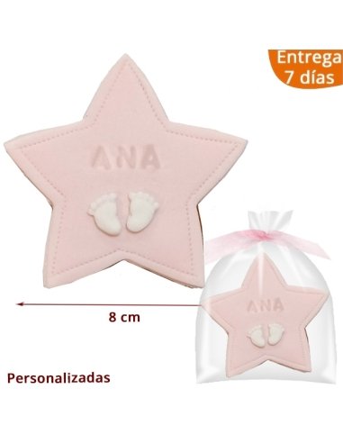 Galletas Estrella Bautizo Rosa personalizada
