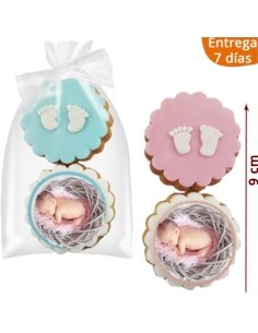 2 Galletas Bebé Bautizo Pies Con Foto