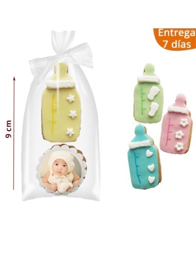 Pack 2 Galletas de Bautizo: Biberón y Foto del Bebé