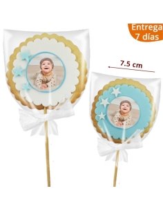 Piruleta de Galleta Redonda con Estrellas y Foto