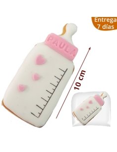 Galletas Biberón Bebé Rosa Personalizada con nombre