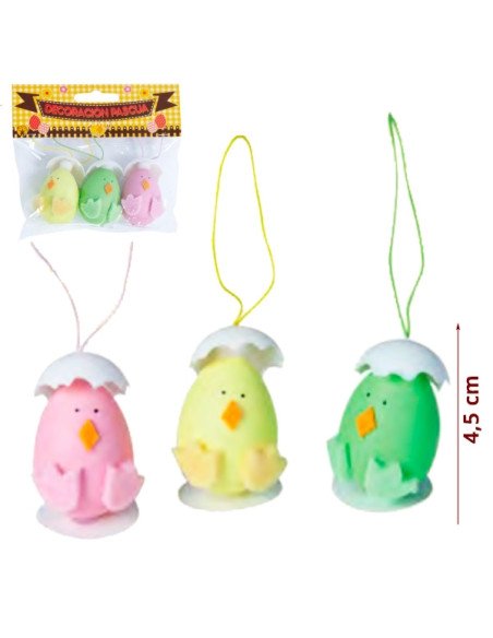Blister Con 3 Pollitos Cascarón para decorar Mona de Pascua