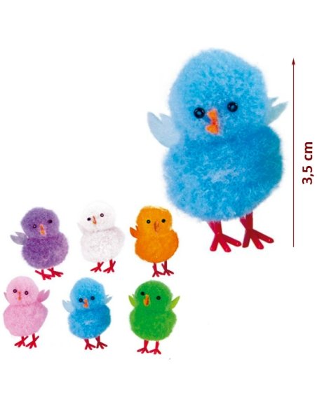 Pollitos Pascua Algodón Colores 3,5cm 36uds para decorar Mona Pascua