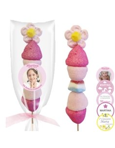 Brochetas de Chuches Rosa 1ud con etiqueta personalizada