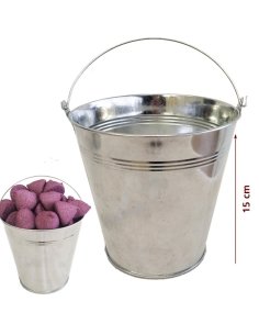 Cubo Plata Metálico Grande Con Asa 1Ud Mesa Chuches