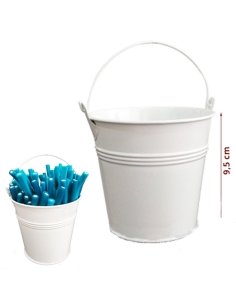 Cubo Blanco Pequeño Con Asa 1ud Mesa Dulce