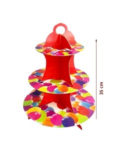 Expositor Cartón Globos Fiesta 3 Pisos para Mesas Chuches