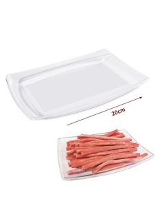 Bandeja transparente lisa rectangular 20cm