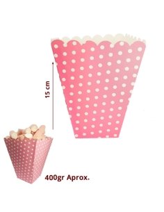 Cajas de Palomitas Rosa 3uds para Mesa Chuches