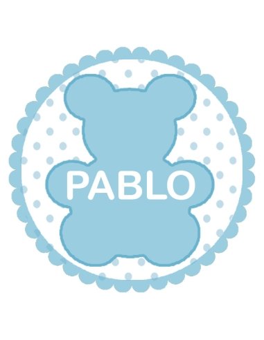 Mesa Dulce Bautizo Azul Personalizada con etiqueta