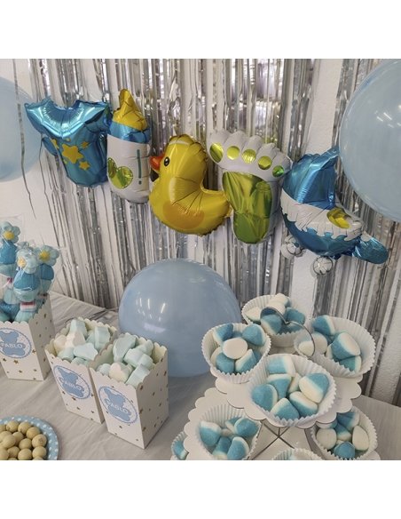 Mesa Dulce Bautizo Azul Personalizada con etiqueta