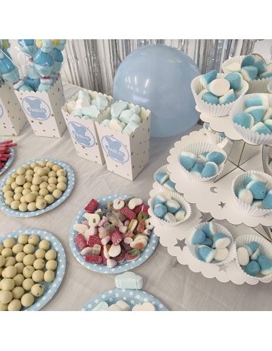 Mesa Dulce Bautizo Azul Personalizada con etiqueta