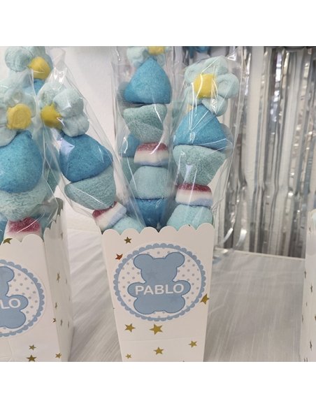 Mesa Dulce Bautizo Azul Personalizada con etiqueta