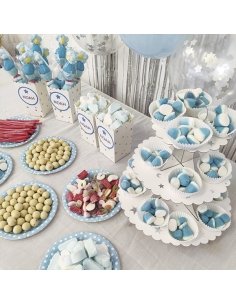Mesa Chuches Azul con Brochetas para Fiesta