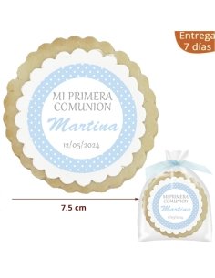 Galletas Comunión Topos Azul Personalizada