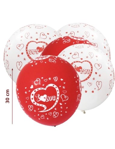 Globos de Látex Corazón I loveyou 5uds 30cm