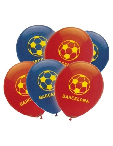 Globos de látex de Fútbol Barcelona 6uds 25cm