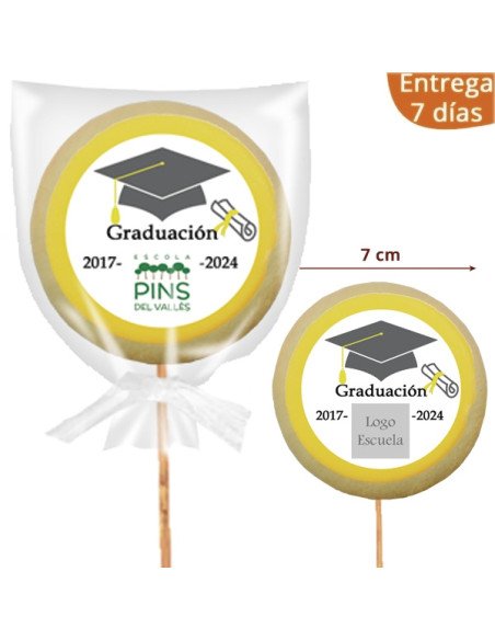 Galletas piruleta Graduación escolar personalizada 7cm