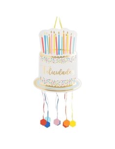 Piñata Tarta Felicidades metalizada 40x55cm para Fiestas Infantiles